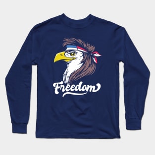 Bald Eagle with Mullet // Funny America Freedom 4th of July Long Sleeve T-Shirt